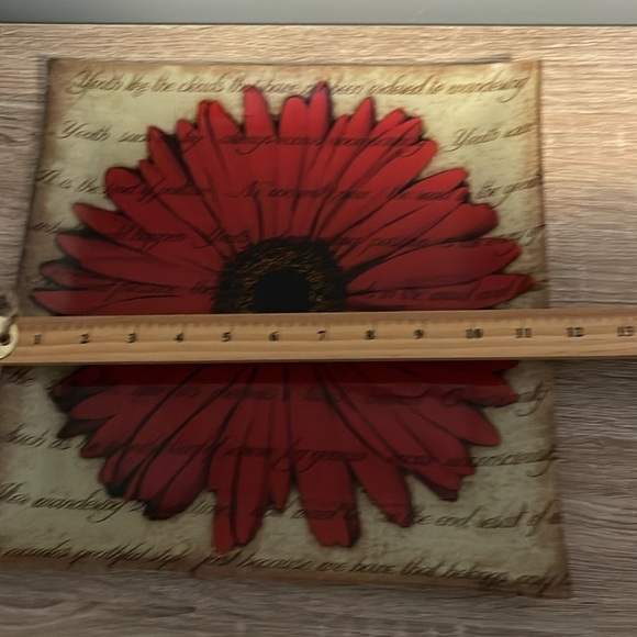 Stokes Red and Brown Glass Art with Floral Design Tray Display - Picture 5 of 7